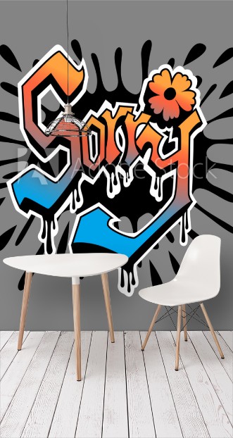 Picture of Sorry in Graffiti style painting vector 